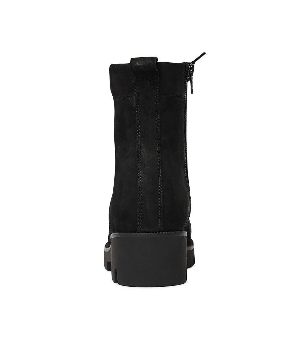 Zeina Black Suede Ankle Boots